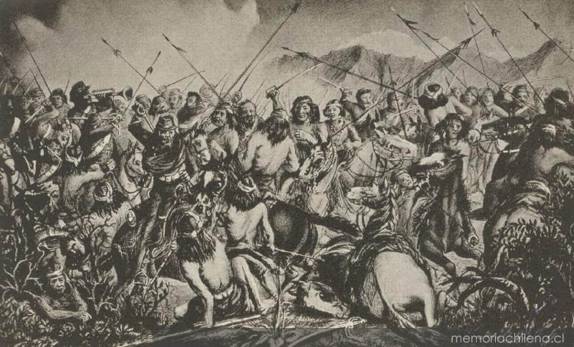 Exército chileno e tropas mapuches se enfrentam na época da 'Ocupação e Pacificação da Araucania', no final do século XIX